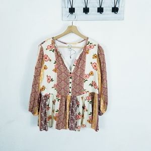 Blue Rain Bohemian Medium Blouse floral Gardencore Dopsmine